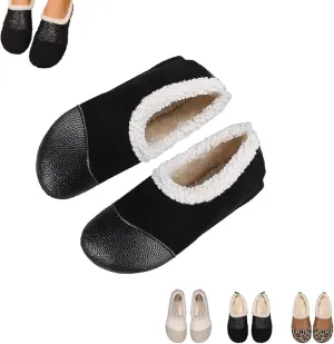 Warm and Luxurious Winter Leather Shoes for Women, Casual Walking Shoes with Orthopedic Arch Support, Warm Winter Sneakers