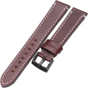 Watch straps,18/20/22/24mm Vintage Flat Smooth Waterproof Genuine Leather Watch Strap with Silvery/Black Pin Buckle