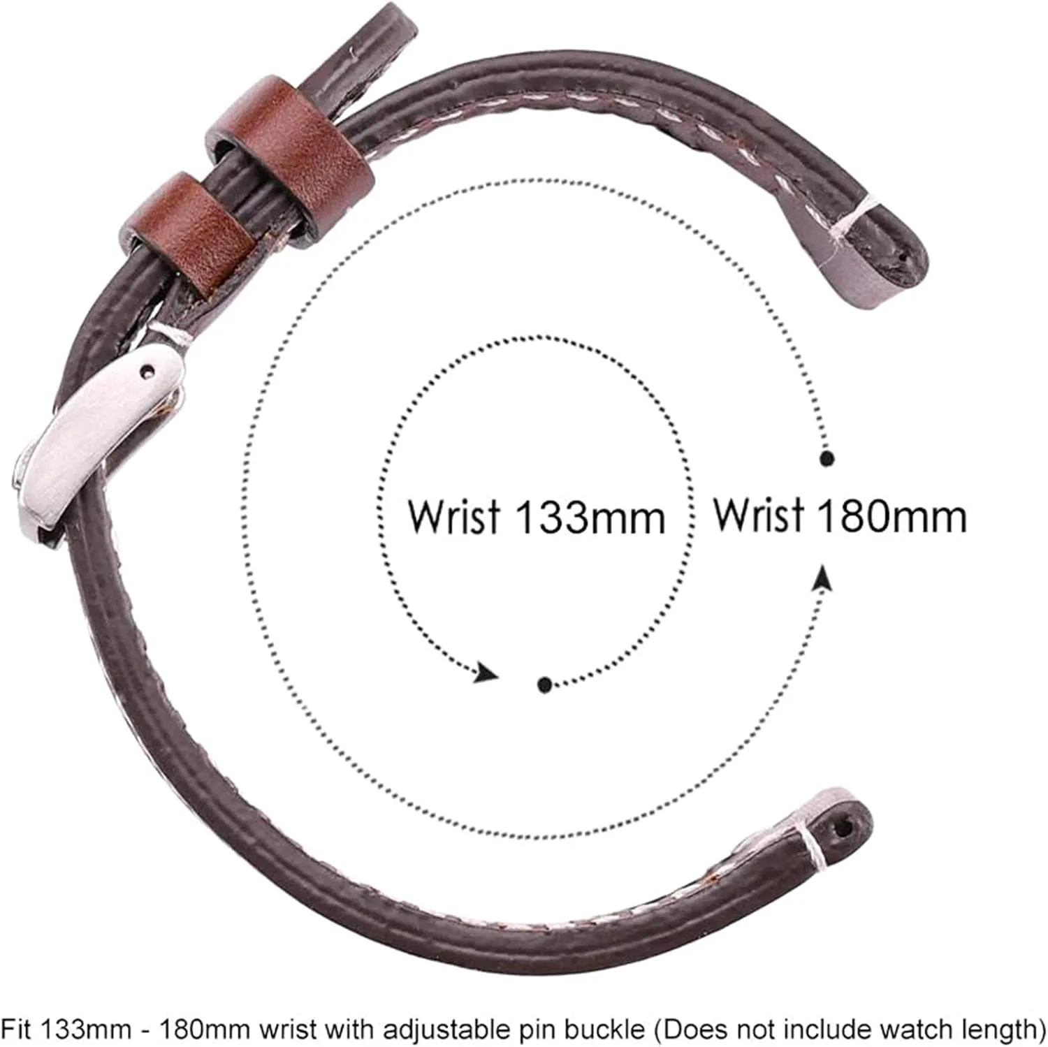Watch straps,18/20/22/24mm Vintage Flat Smooth Waterproof Genuine Leather Watch Strap with Silvery/Black Pin Buckle