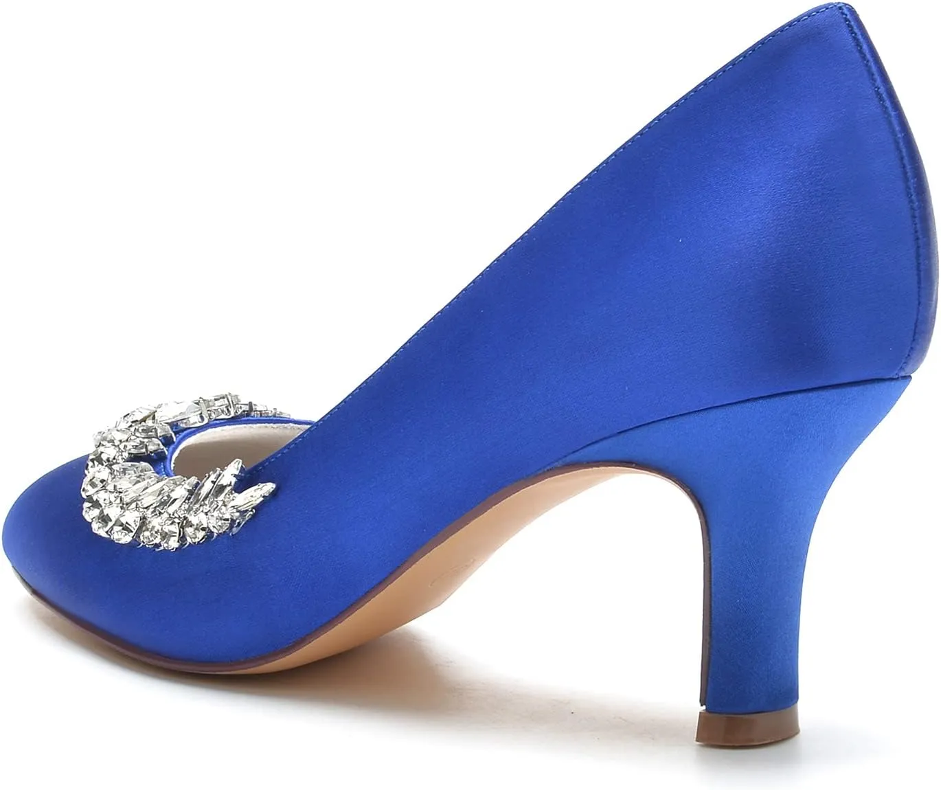 Wedding Bridal Shoes Women's Satin Round Toe Mary Jane Shoes Bridal Heels Pumps Evening Low Heel 6.5Cm