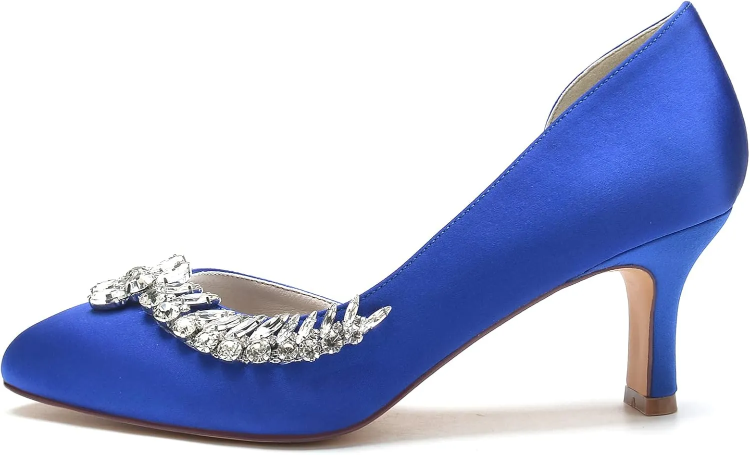 Wedding Bridal Shoes Women's Satin Round Toe Mary Jane Shoes Bridal Heels Pumps Evening Low Heel 6.5Cm