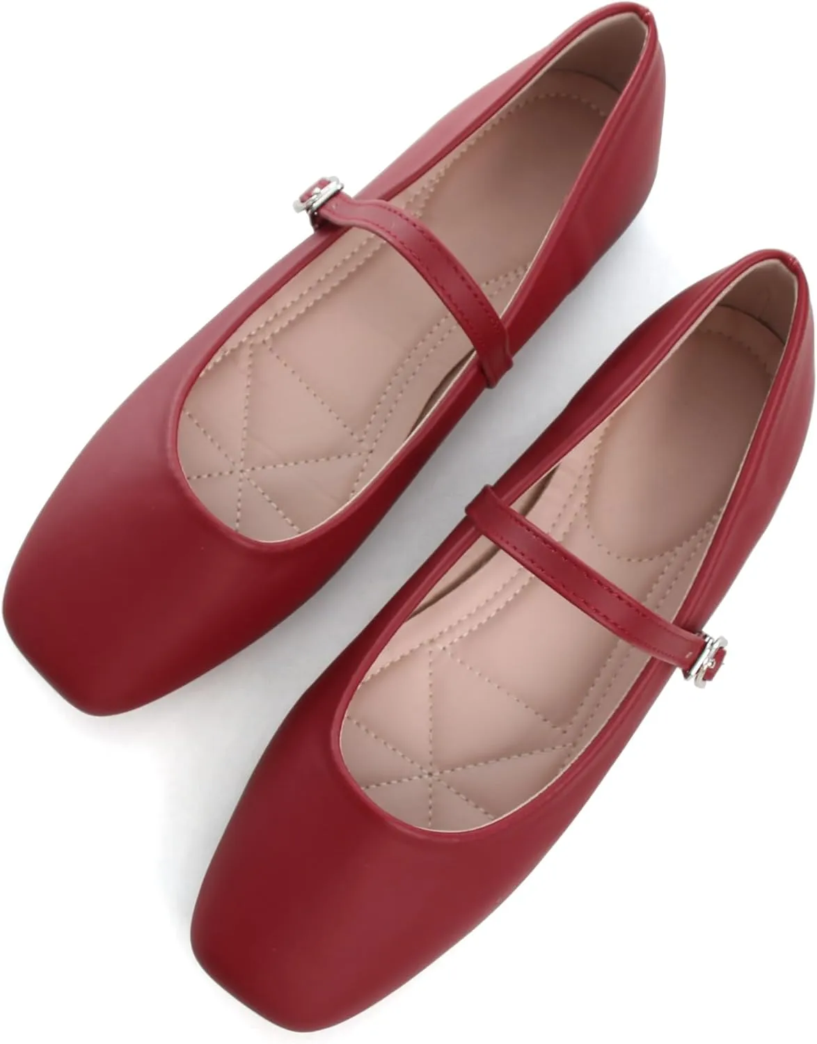 WENJIAZHIZHI Womens Square Toe Ballet Flats Comfortable Mary Jane Shoes Dressy Casual Slip-On Ballerina Walking Flat Shoes