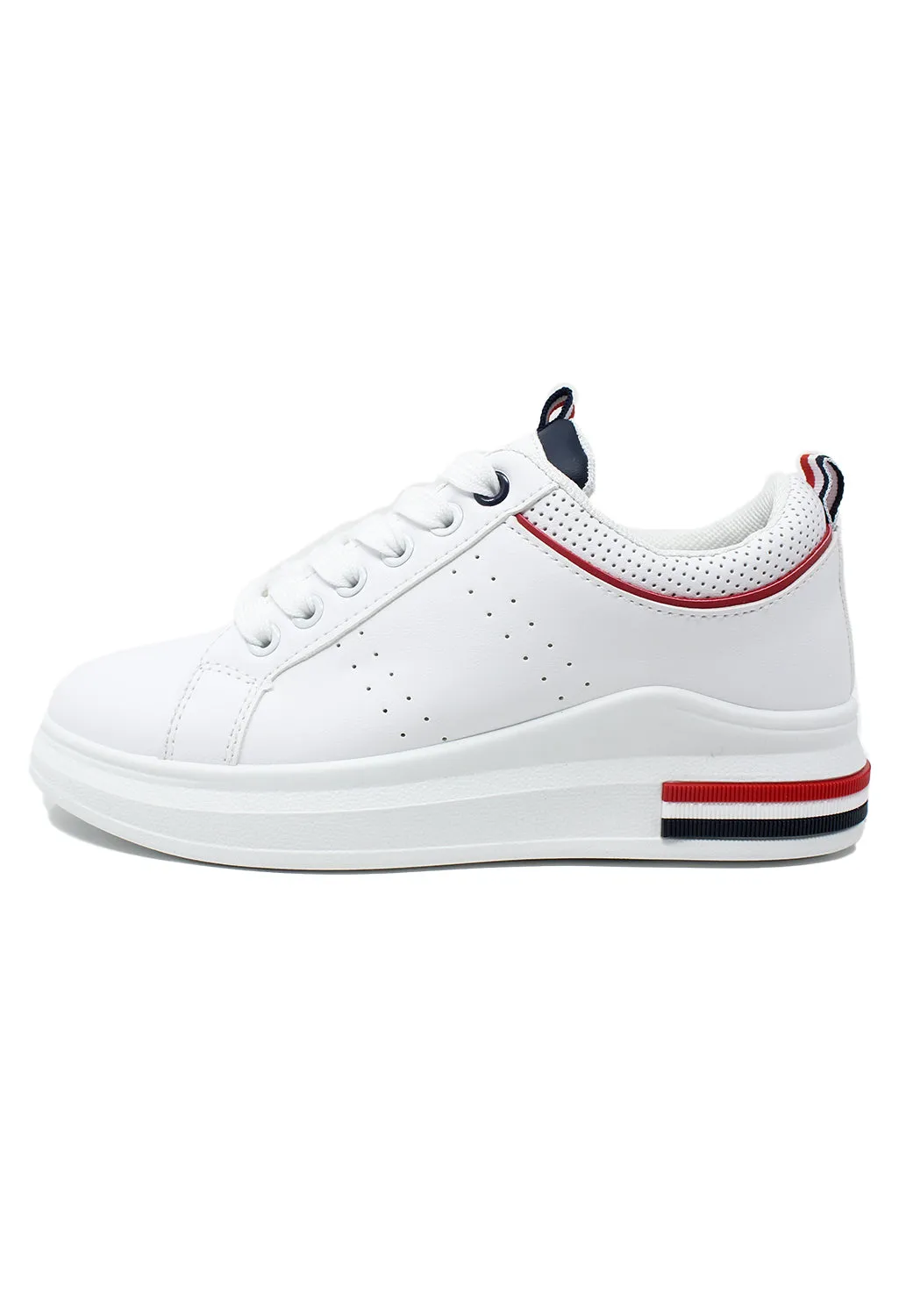 White Trainer with Red Piping