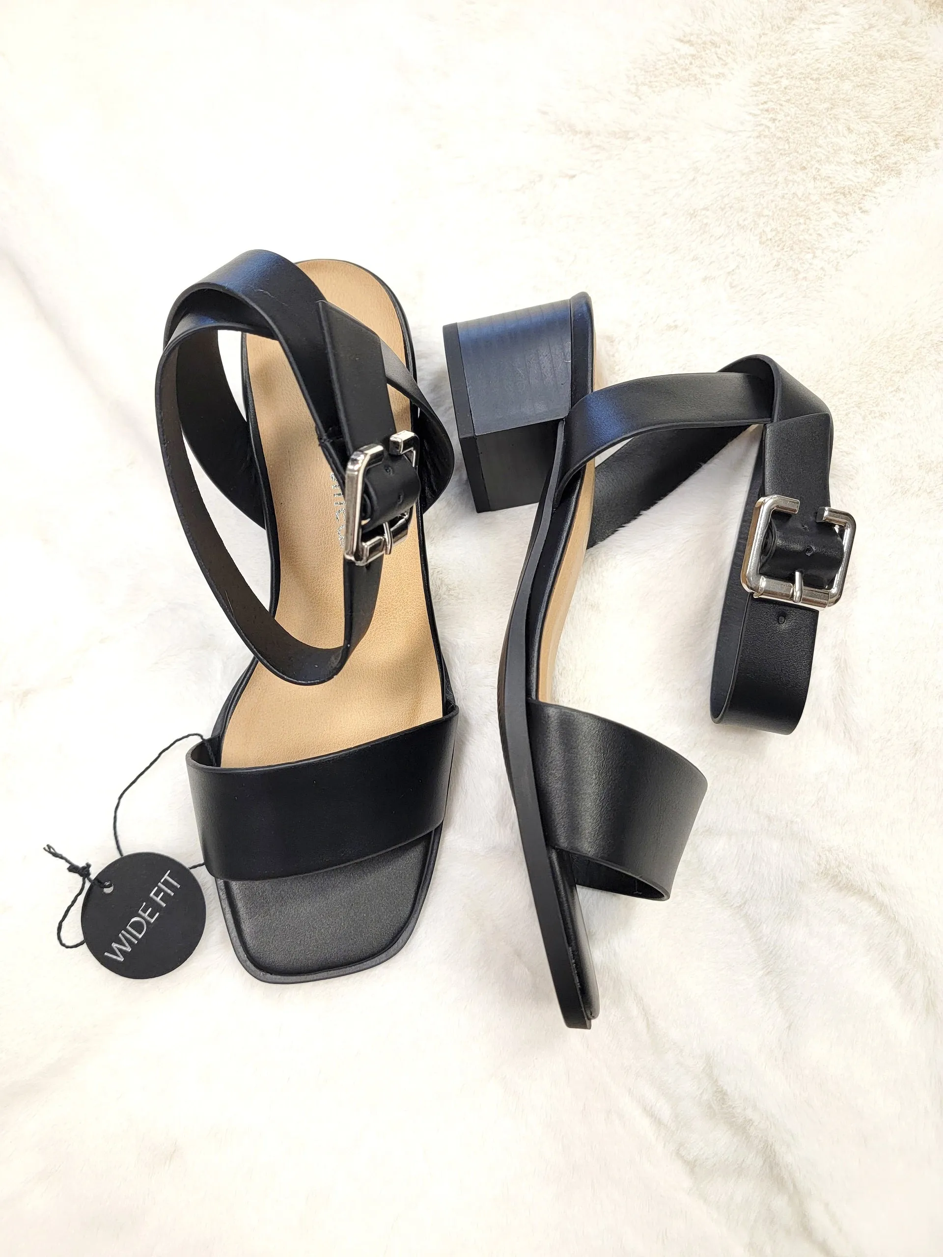 WIDE FIT OPEN TOE, ANKLE STRAP, CASUAL, BLOCK HEELS