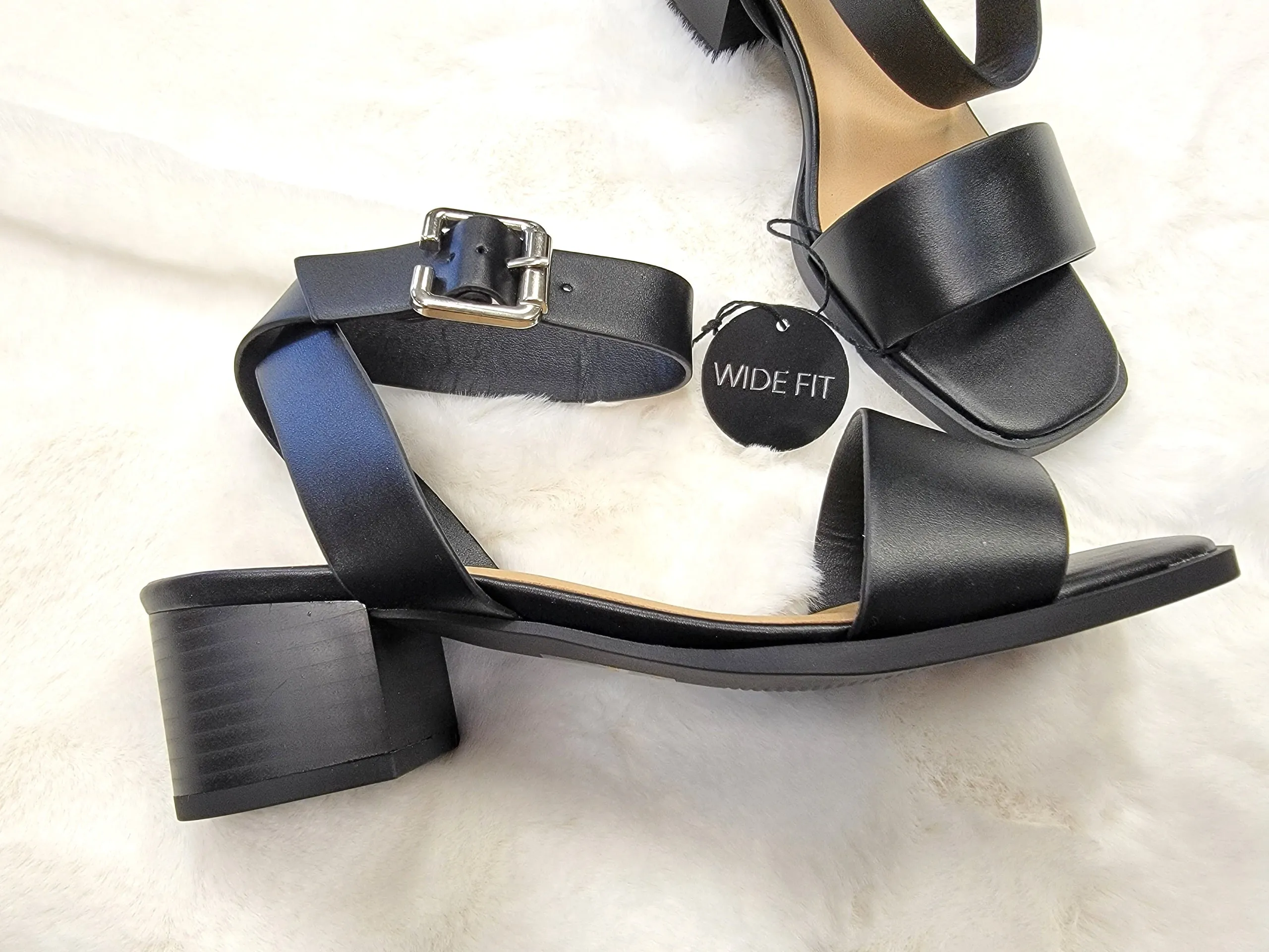 WIDE FIT OPEN TOE, ANKLE STRAP, CASUAL, BLOCK HEELS