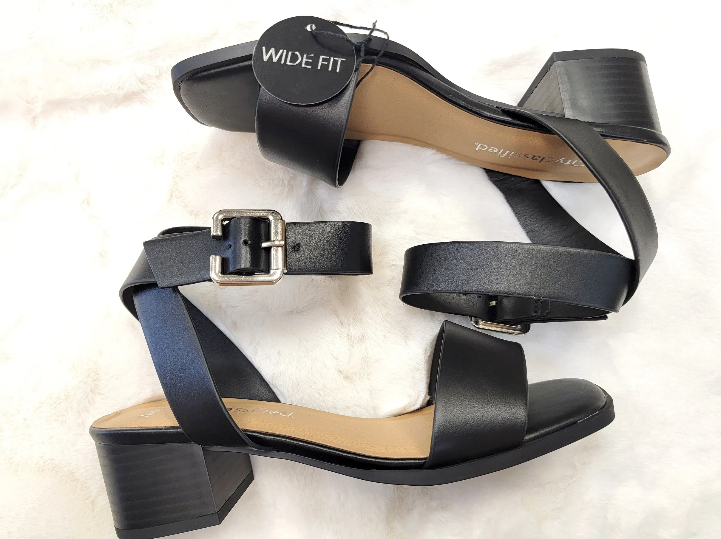 WIDE FIT OPEN TOE, ANKLE STRAP, CASUAL, BLOCK HEELS