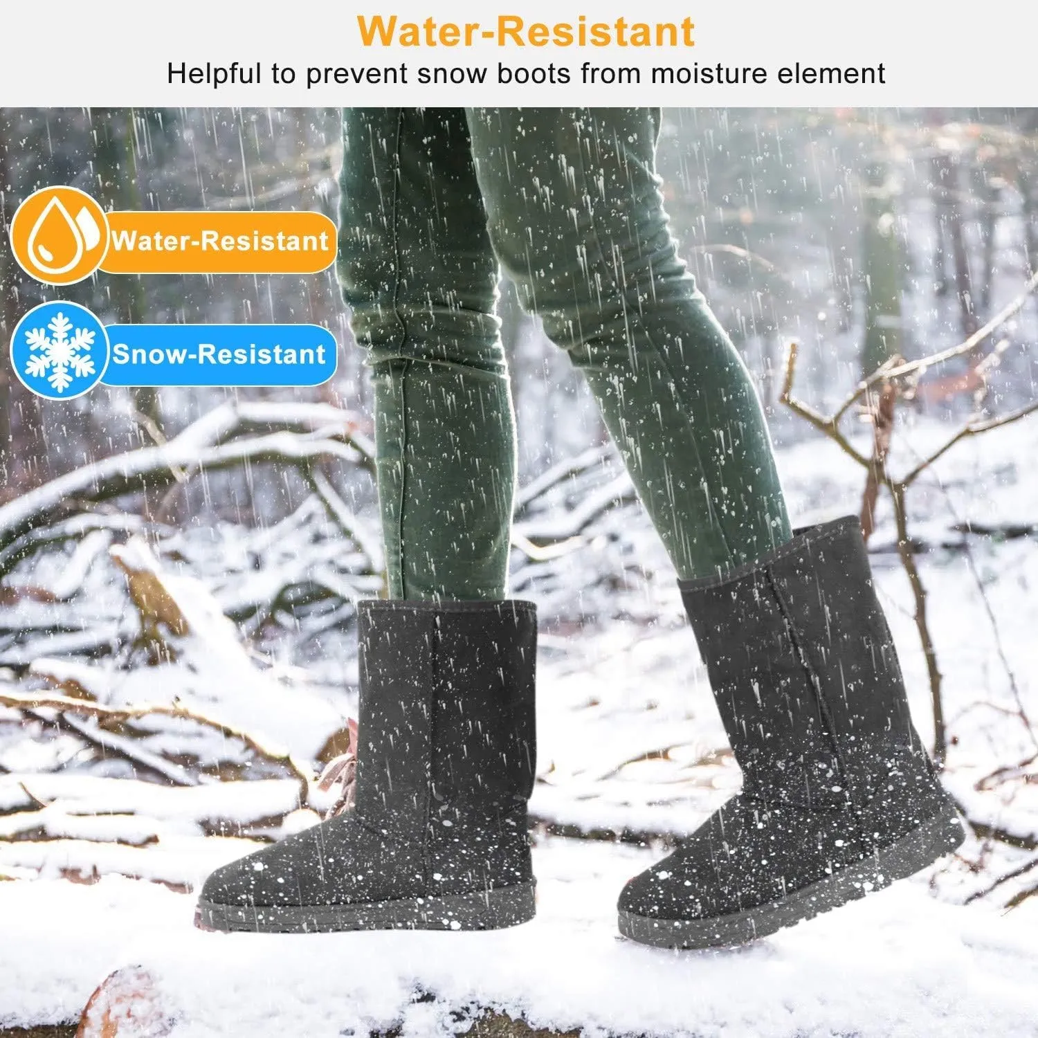Winter Boots for Women Classic Waterproof Snow Boots Warm Mid-Calf Fur Boot