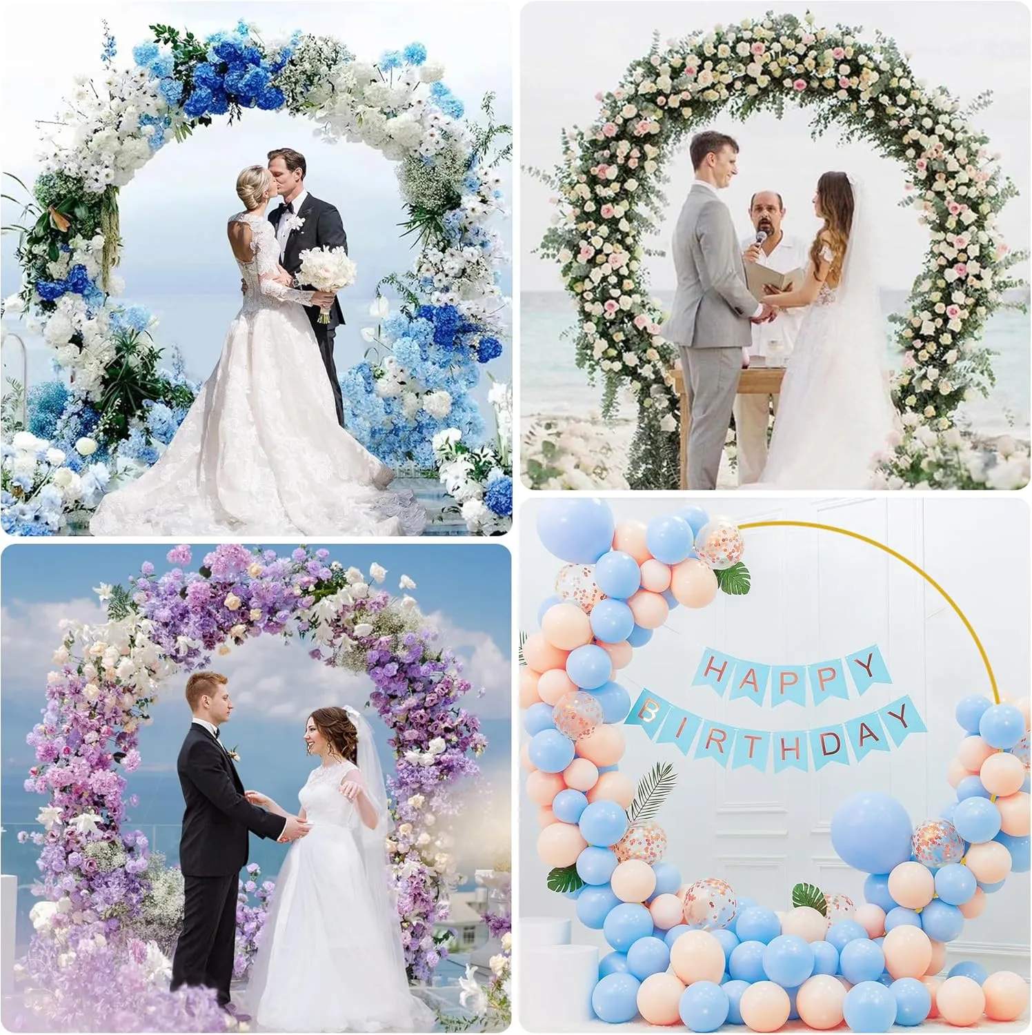 Wokceer Round Arch Backdrop Stand 6.6FT Gold Circle Balloon Arch Frame Stand Metal Wedding Arch Stand for Wedding Birthday Party Bridal Shower Anniversary Ceremony Decoration