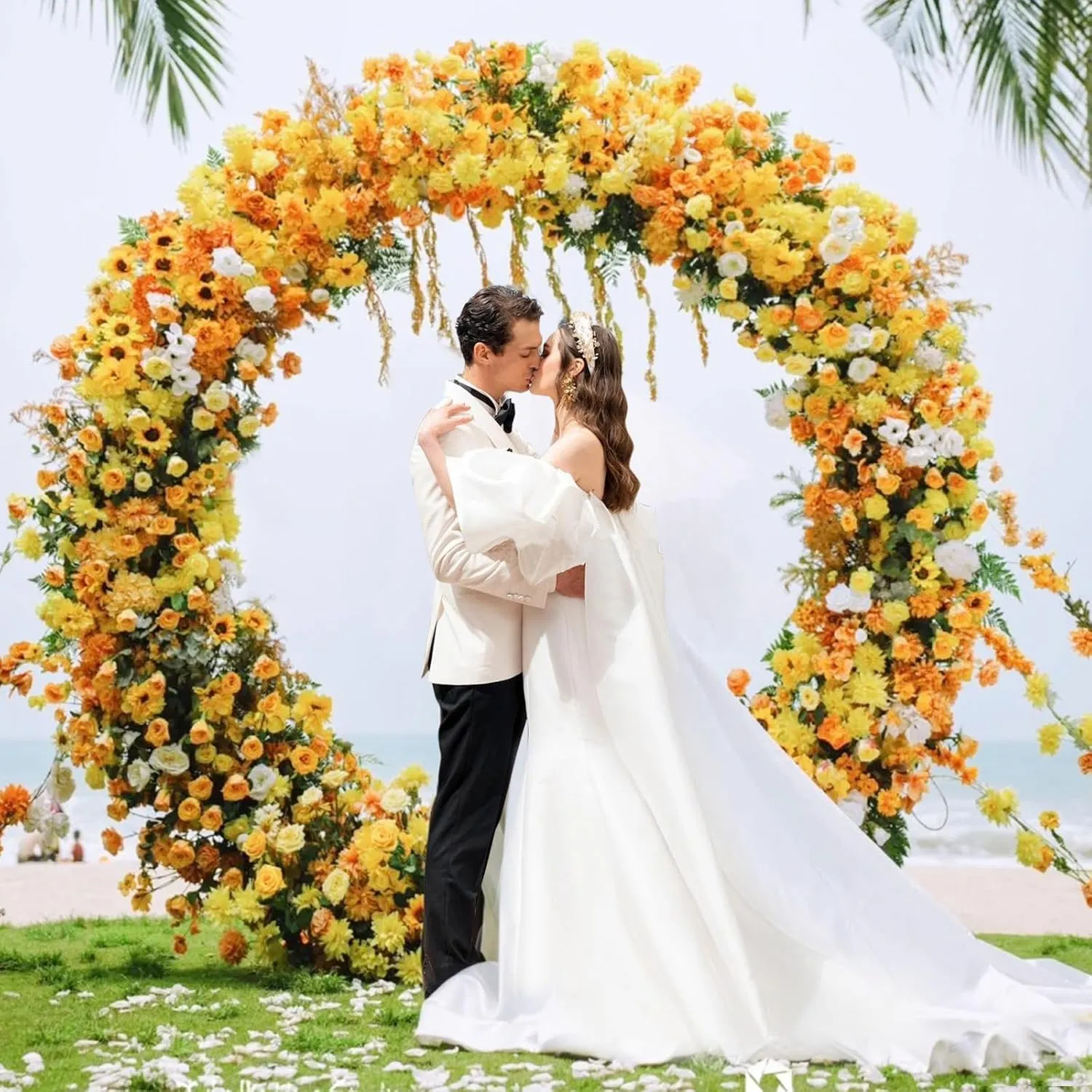Wokceer Round Arch Backdrop Stand 6.6FT Gold Circle Balloon Arch Frame Stand Metal Wedding Arch Stand for Wedding Birthday Party Bridal Shower Anniversary Ceremony Decoration