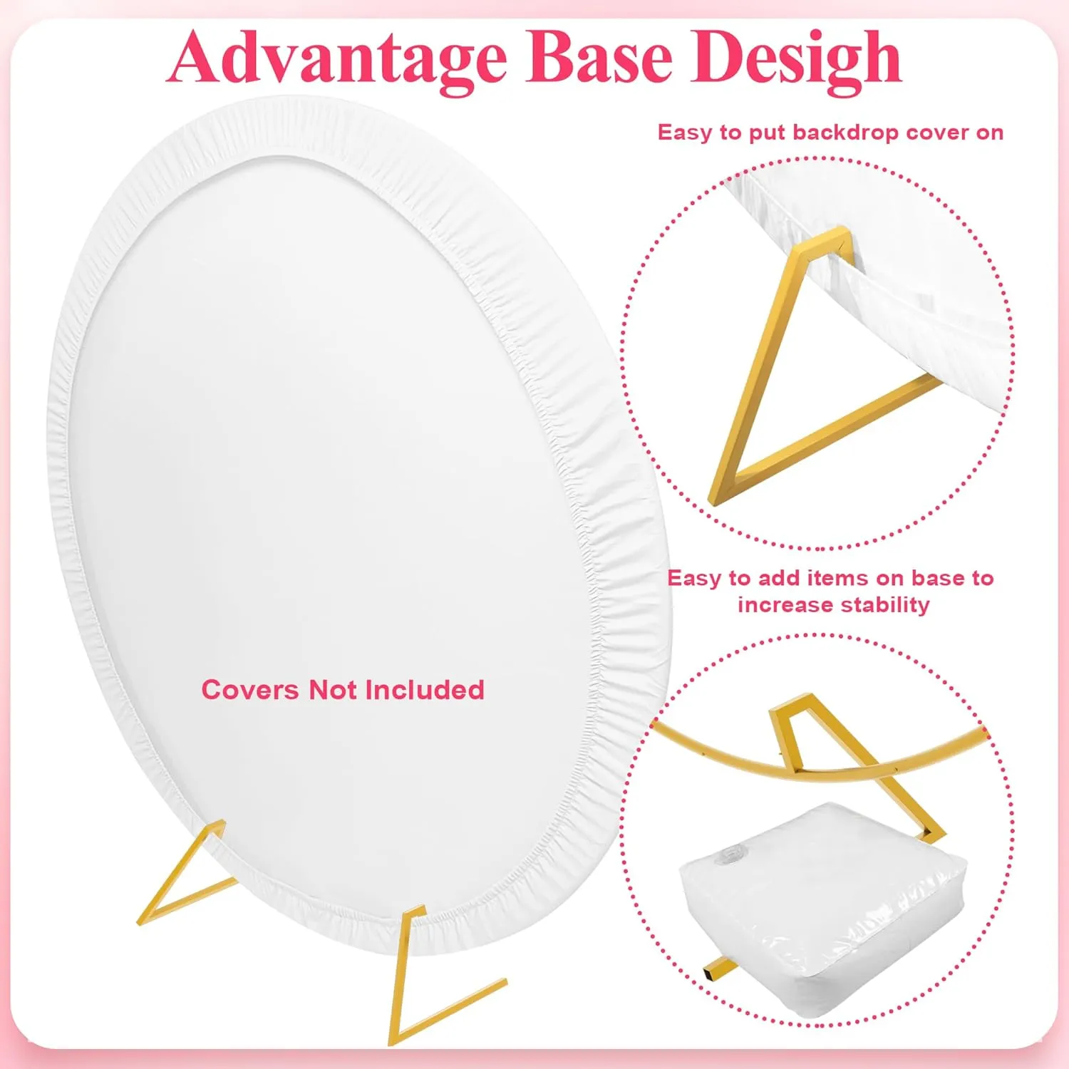 Wokceer Round Arch Backdrop Stand 6.6FT Gold Circle Balloon Arch Frame Stand Metal Wedding Arch Stand for Wedding Birthday Party Bridal Shower Anniversary Ceremony Decoration