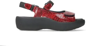 Wolky Women's Flat Sandals, Red Mini Croco Leather, 11.5-12