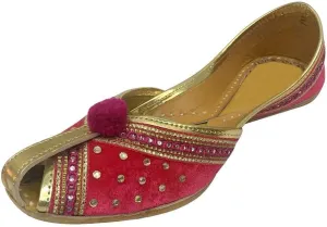 Women Velvet & Leather Khussa Shoes Punjabi Jutti Indian Handmade Ballet