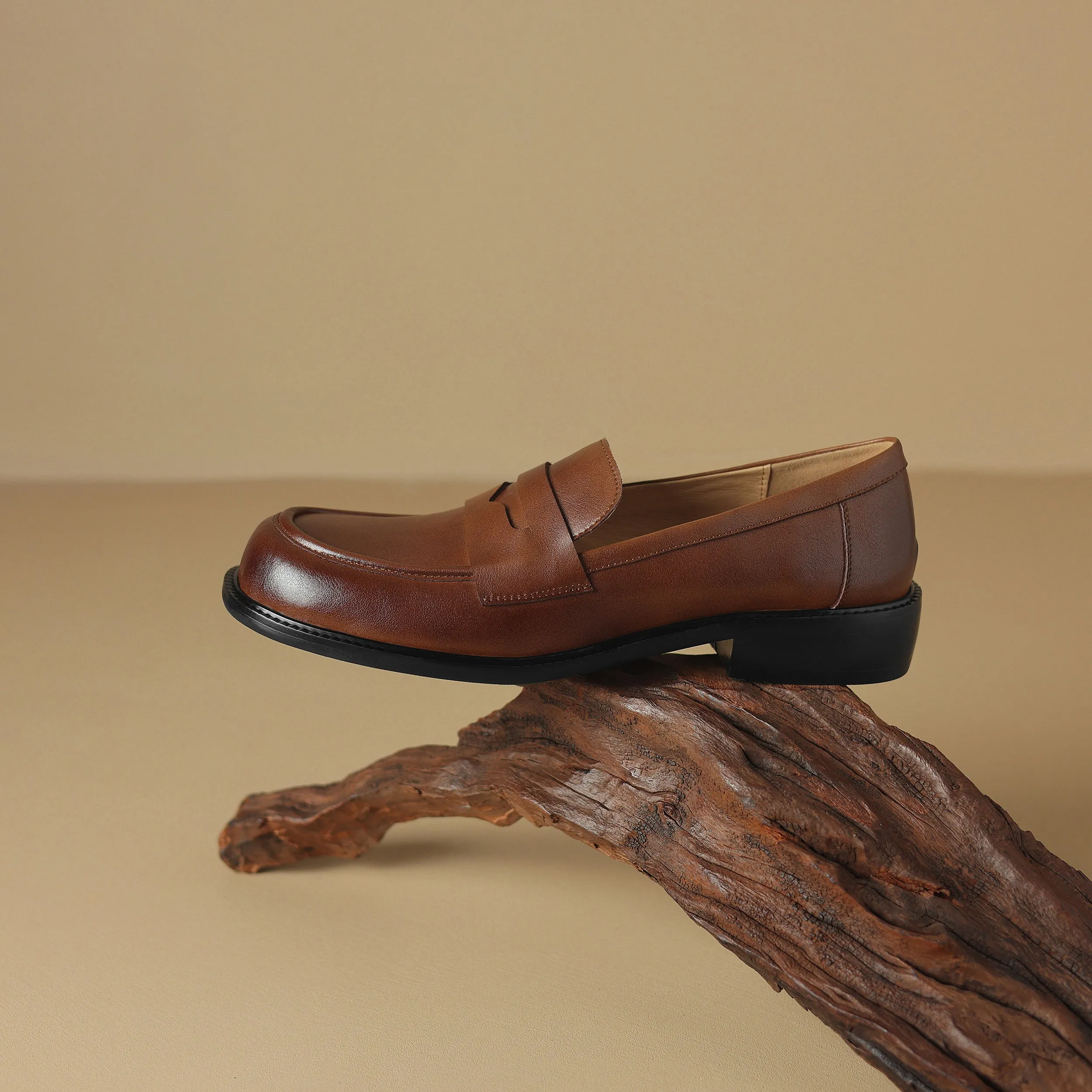 Womens British Preppy Handmade Loafers Comfortable Leather Shoes
