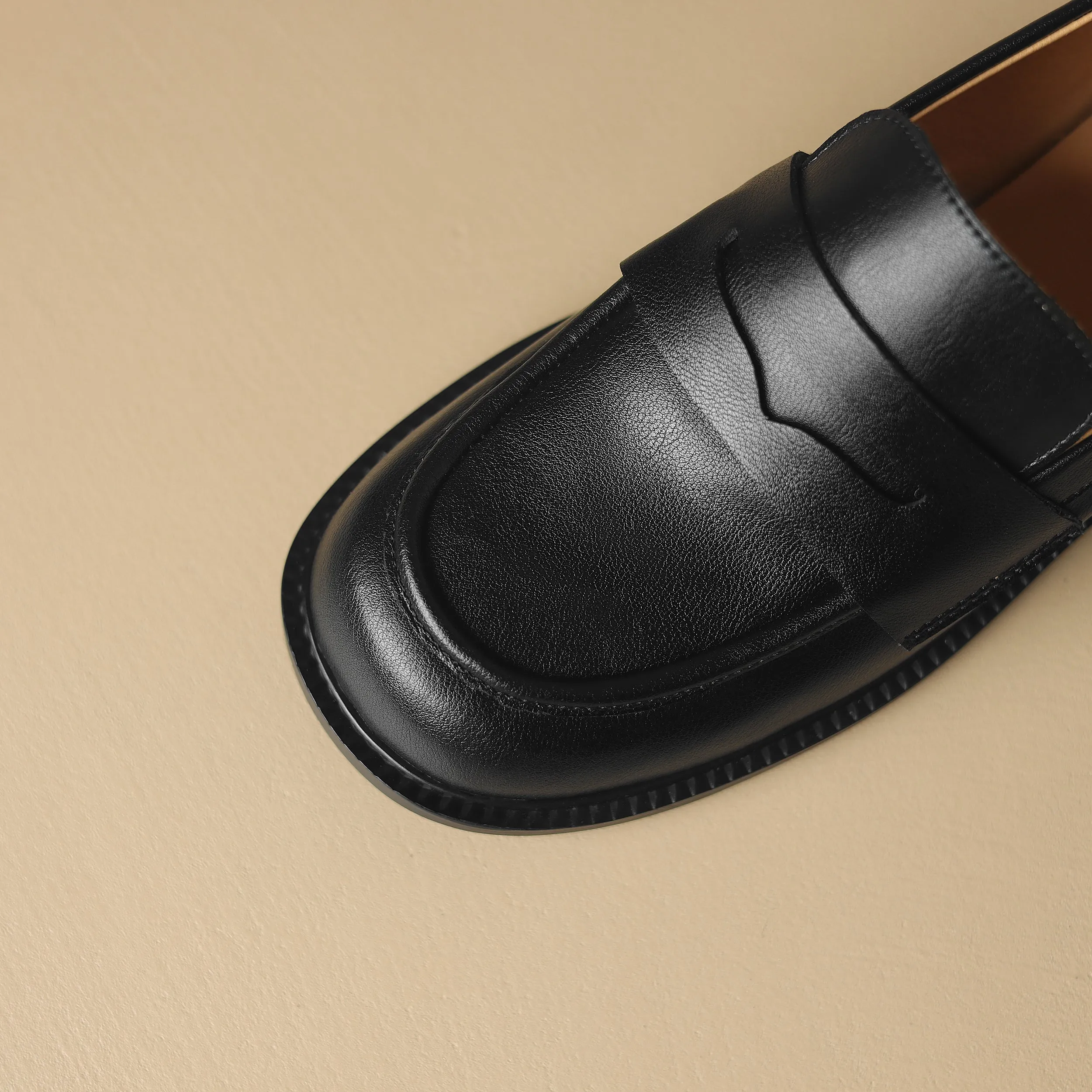 Womens British Preppy Handmade Loafers Comfortable Leather Shoes