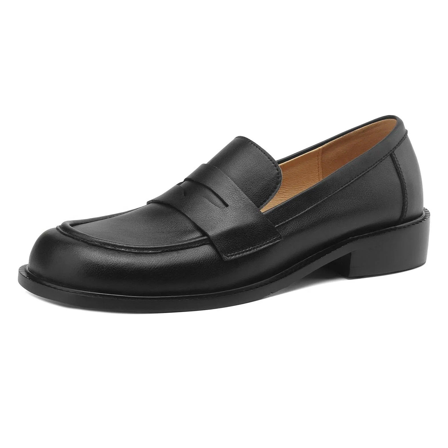 Womens British Preppy Handmade Loafers Comfortable Leather Shoes