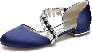 Women's Casual Flats Round Toe Satin Comfort Wedding Pumps Evening Bridal Party Dress Flat Shoes