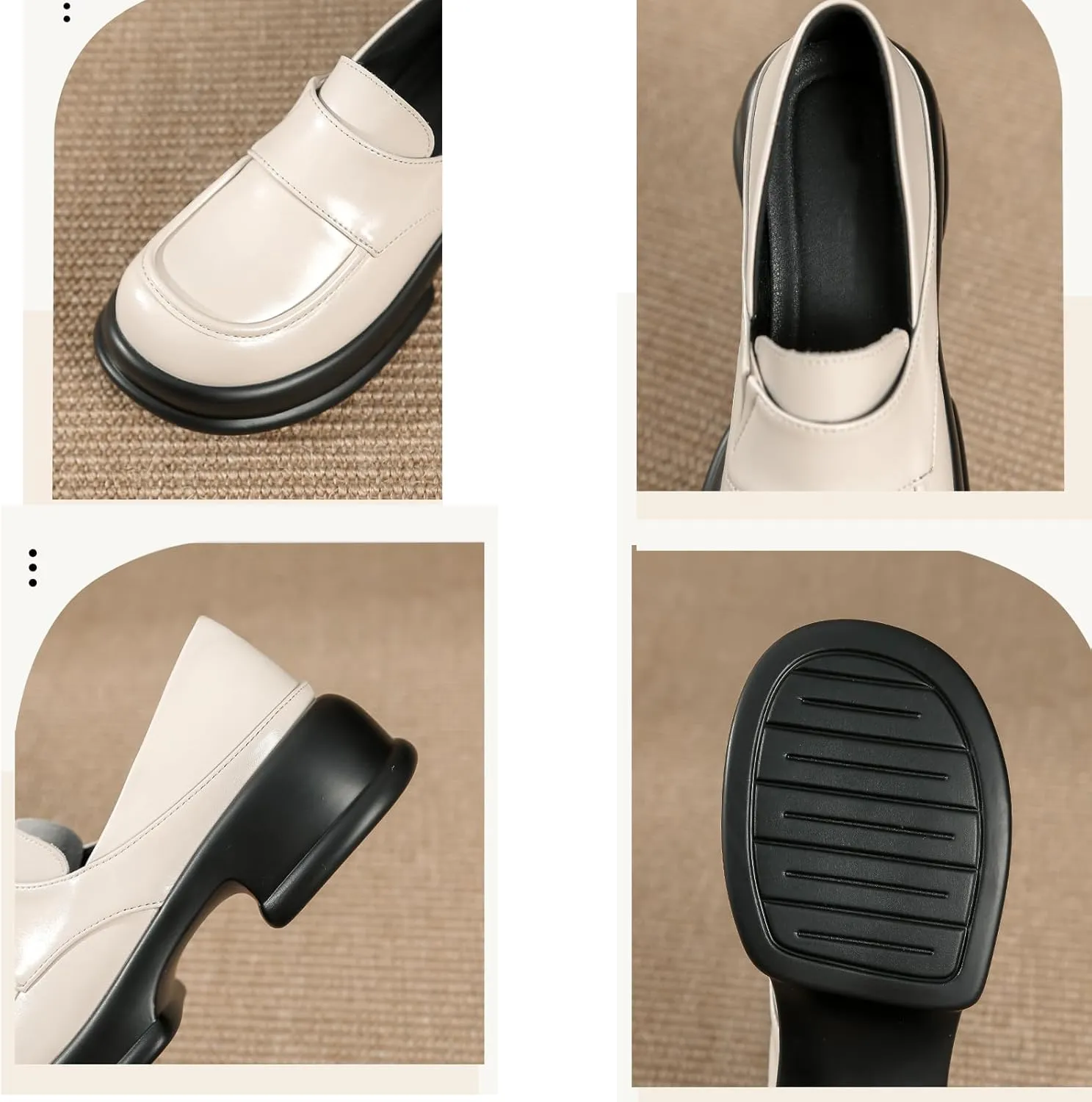 Womens Chunky Platform Heightened Penny Loafers Comfortable Retro Slip-On Round Toe Office Work Moccasin Shoes Fashion Memory Foam Dress Business Casual Shoe