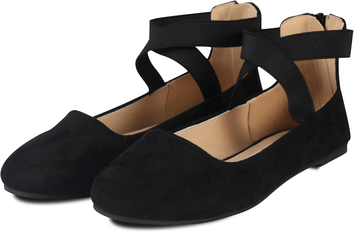 Women's Flats Comfortable Fashion Shoes for Women with Elastic Ankle Straps Dressy Ballerina Style Closed Toe s for Women Casual Flat