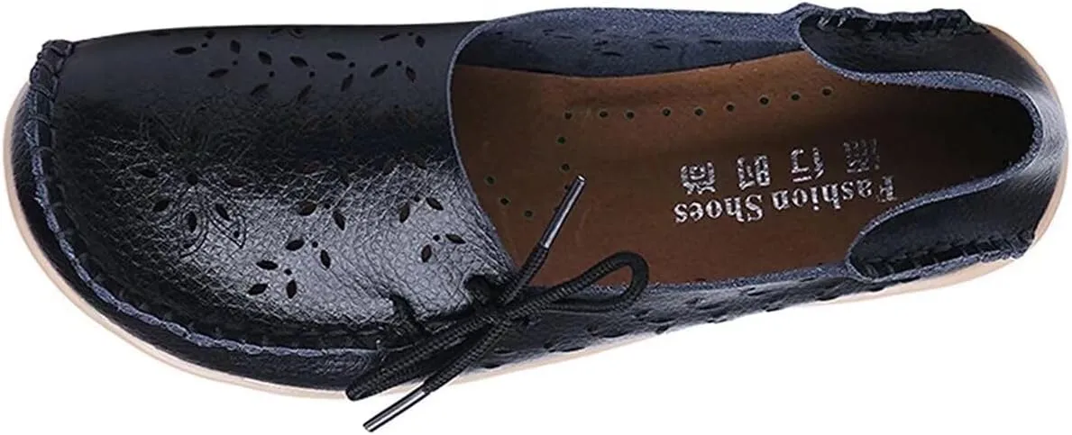 Women's Floral Leather Slipper Loafers Flat Shoes Slip-Ons