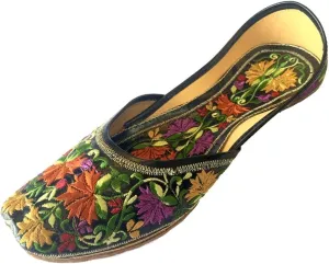 Womens Indian Traditional Khussa Shoes Phulkari Jutti Mojari