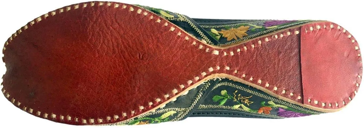 Womens Indian Traditional Khussa Shoes Phulkari Jutti Mojari