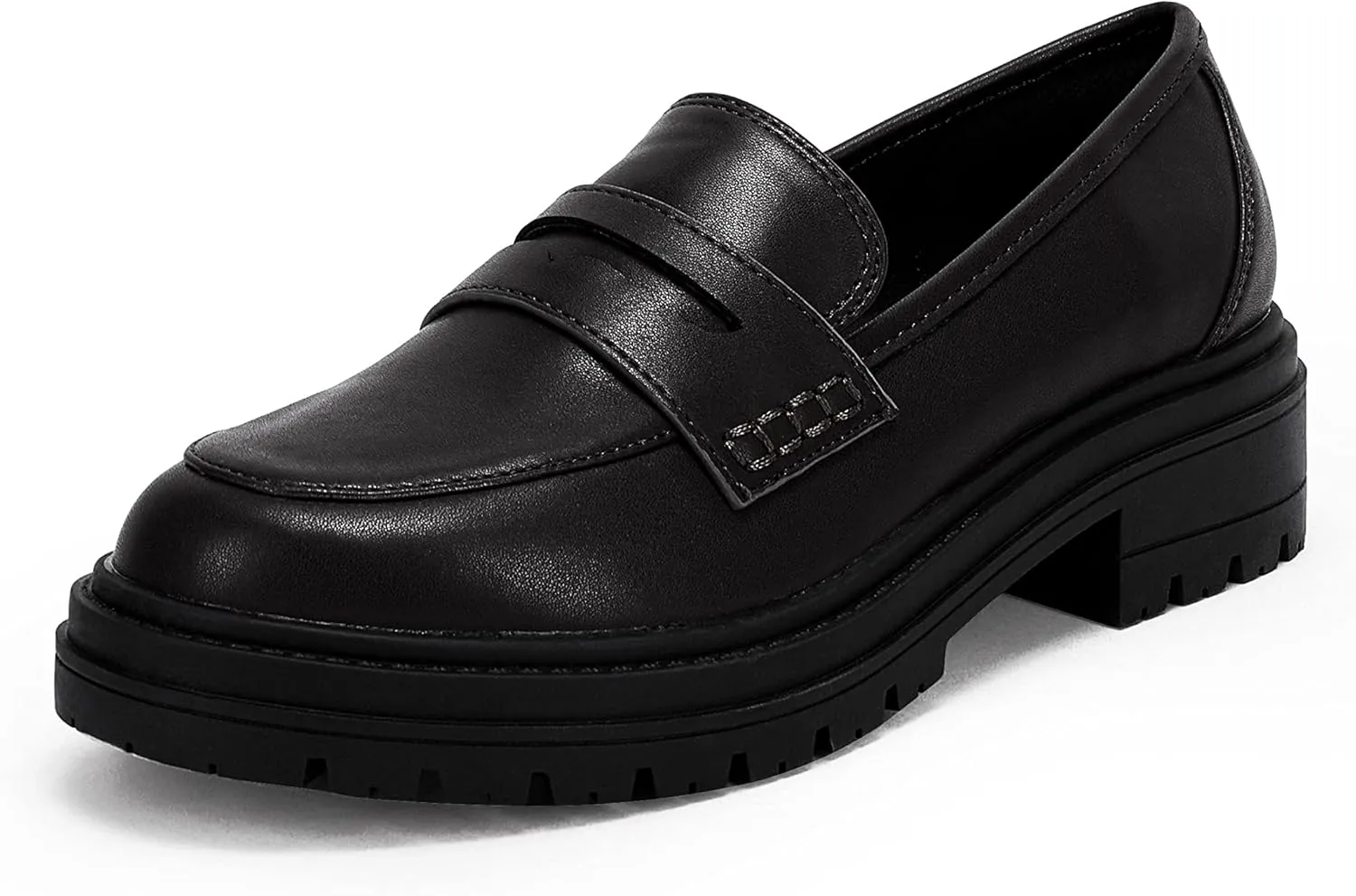 Womens Platform Loafers Lug Sole Chunky Heel Non Slip Faux Leather Casual Comfortable Round Toe Goth Oxford Shoes