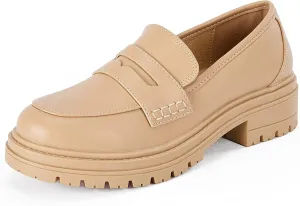 Womens Platform Loafers Lug Sole Chunky Heel Non Slip Faux Leather Casual Comfortable Round Toe Goth Oxford Shoes