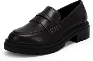 Womens Platform Loafers Lug Sole Chunky Heel Non Slip Faux Leather Casual Comfortable Round Toe Goth Oxford Shoes
