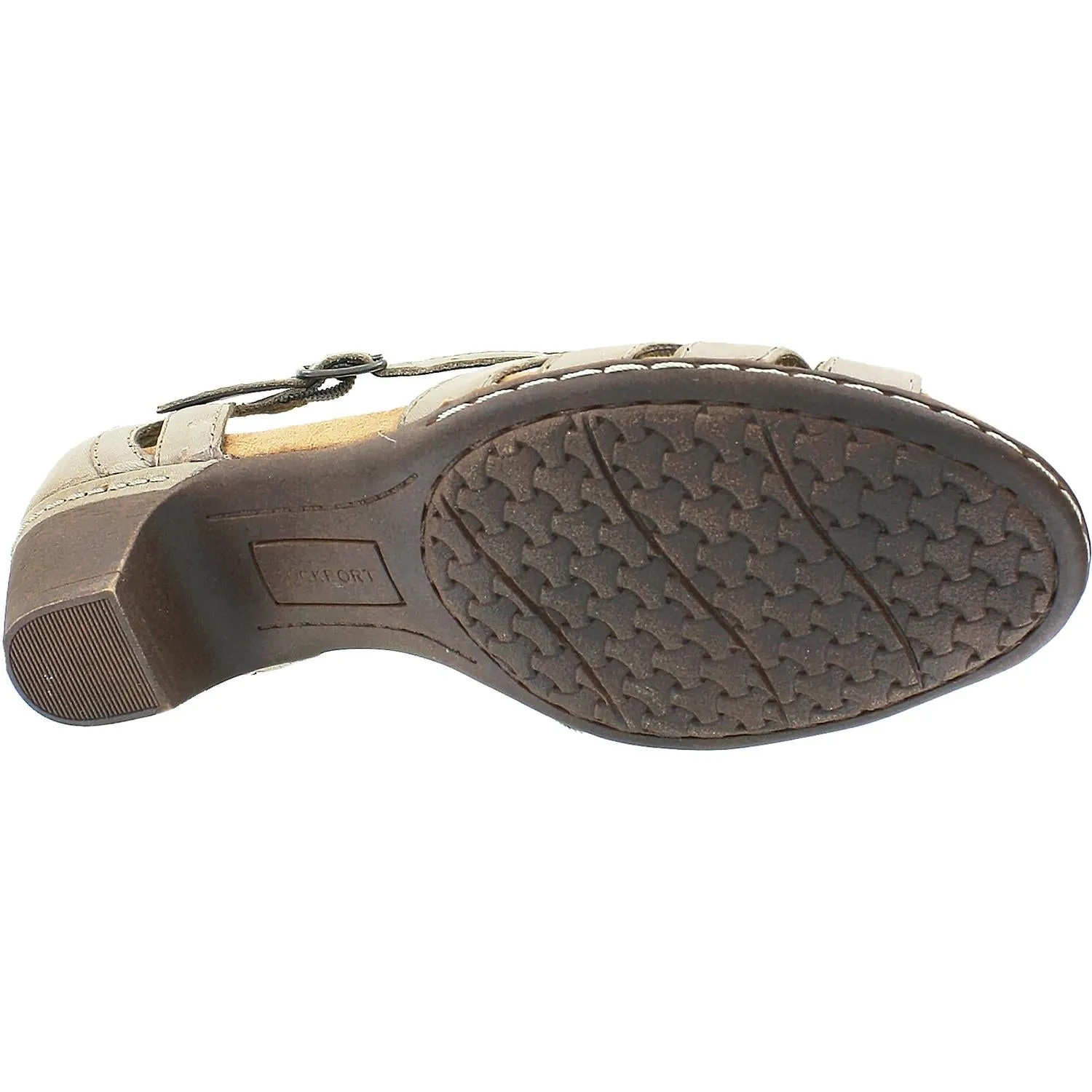 Women's Rockport Cobb Hill Abbott Curvy T-Strap Khaki Leather