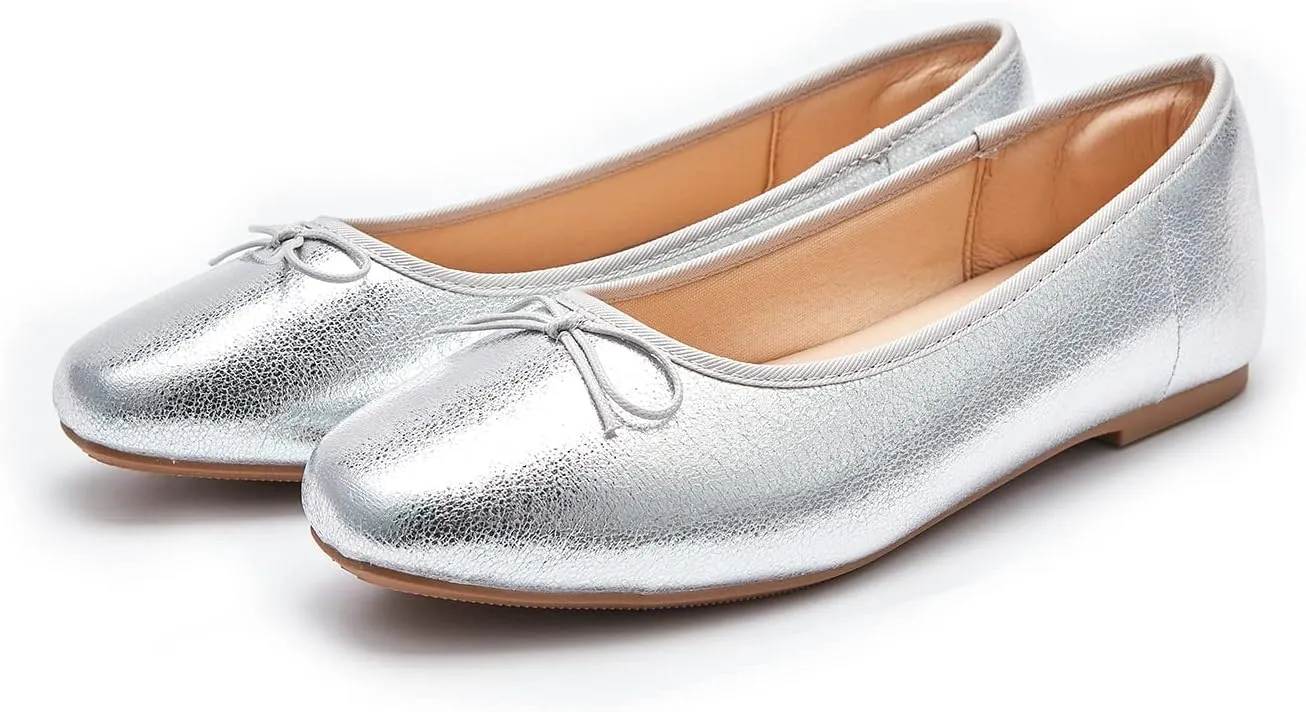 Women's Round Toe Ballet Flats Comfortable Bow Dressy Flats Shoes for Women