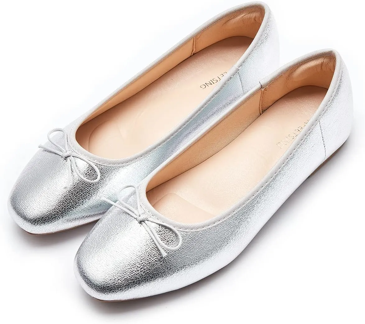 Women's Round Toe Ballet Flats Comfortable Bow Dressy Flats Shoes for Women