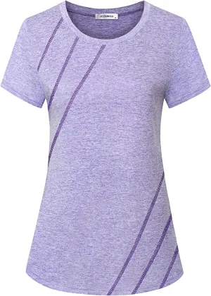 Women's Short Sleeve Round Neck Loose Fitting Athletic Yoga Shirt
