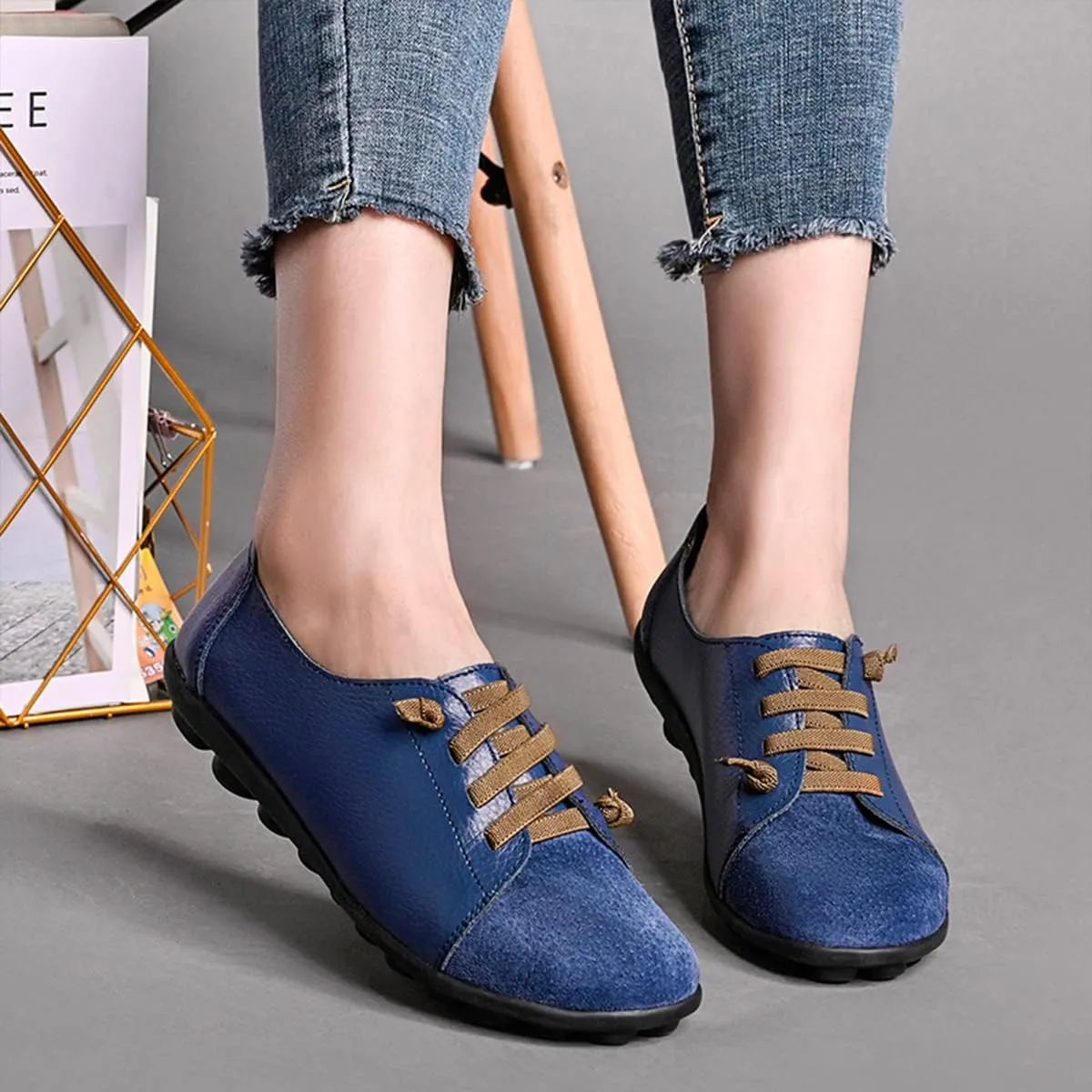 Women's Sneakers Non Slip Shoes Casual Shoes,Lace up Shoes Leather
