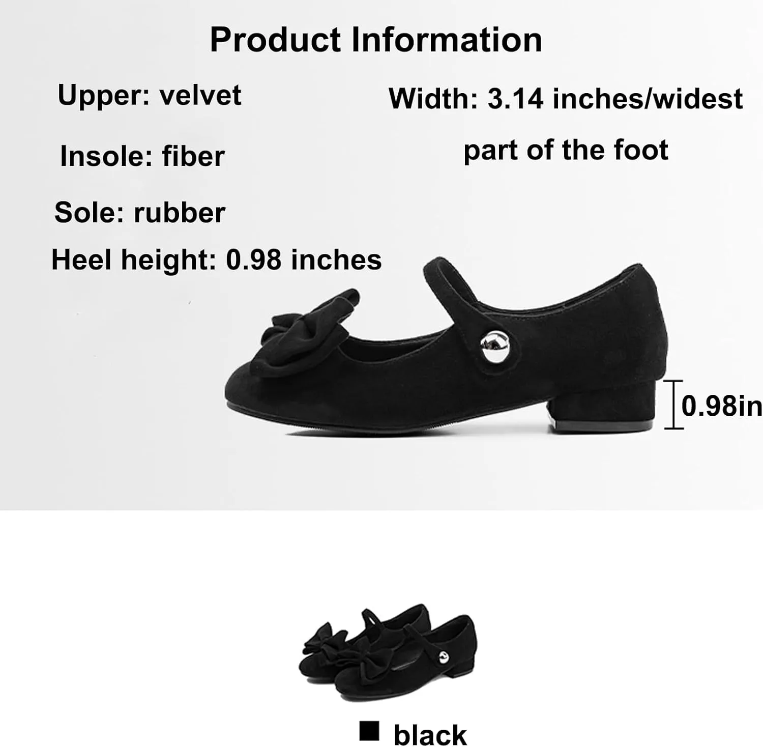 Women's Suede Bow Chunky Heel Mary Jane Shoes Retro Round Toe One-Word Buckle Non-Slip Party Date Casual Cute Flat Shoes