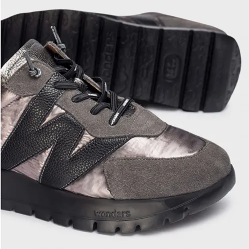 Wonders Ladies Trainers - A-2464 - Grey / Metallic