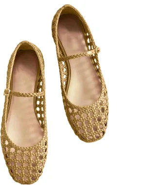 Woven Mesh Ballet Flats for Women with Metal Buckle Strap Ballerina Flat Shoes Comfortable Round Toe Mary Jane Flat.