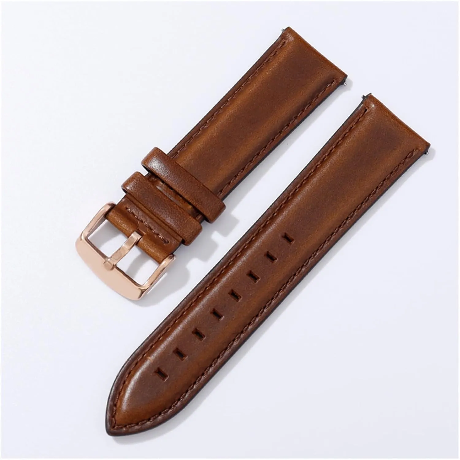 yaoqijie Genuine Leather Watch Band Rose Gold Clasp Black Brown Bracelet 18mm 20mm 22mm Quick Release Leather Watch Strap Watch Wristband lasting