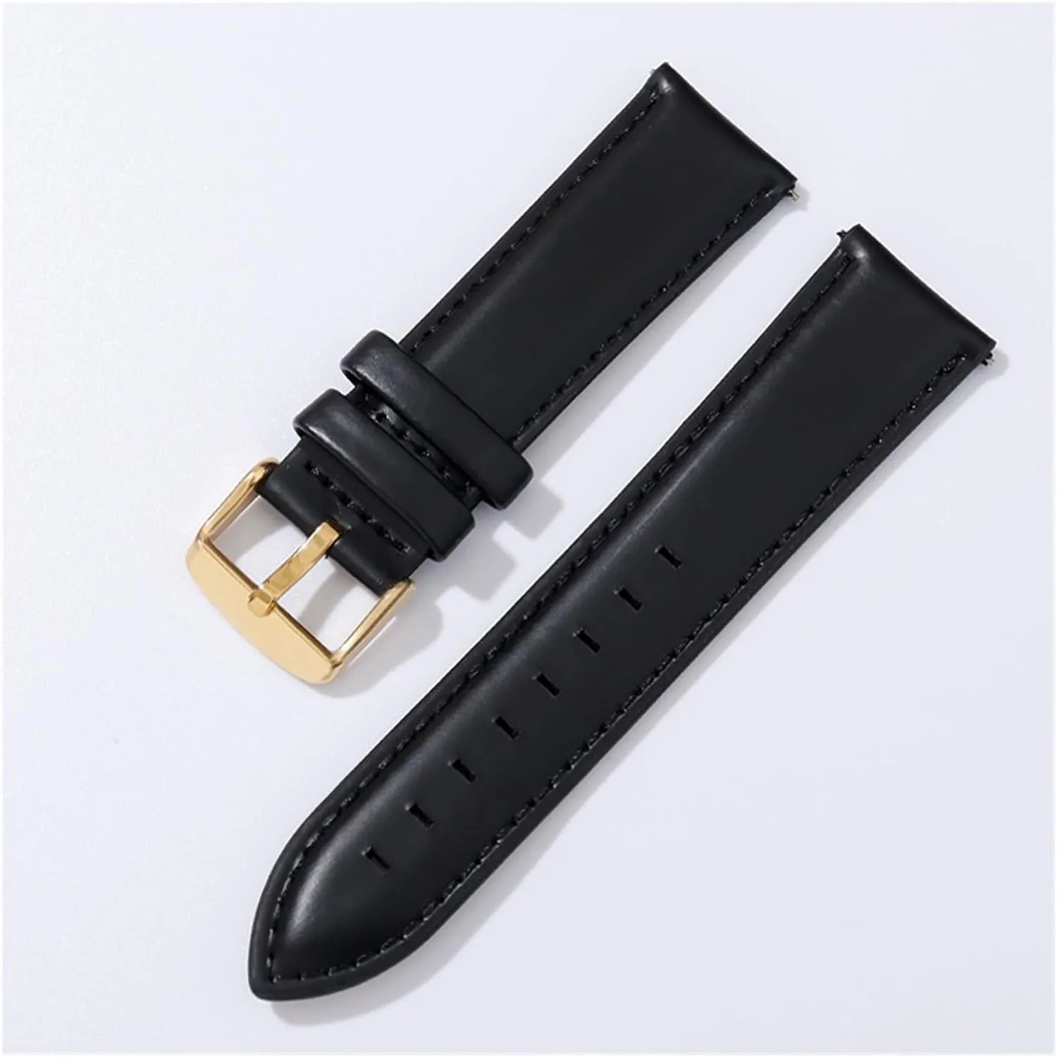 yaoqijie Genuine Leather Watch Band Rose Gold Clasp Black Brown Bracelet 18mm 20mm 22mm Quick Release Leather Watch Strap Watch Wristband lasting