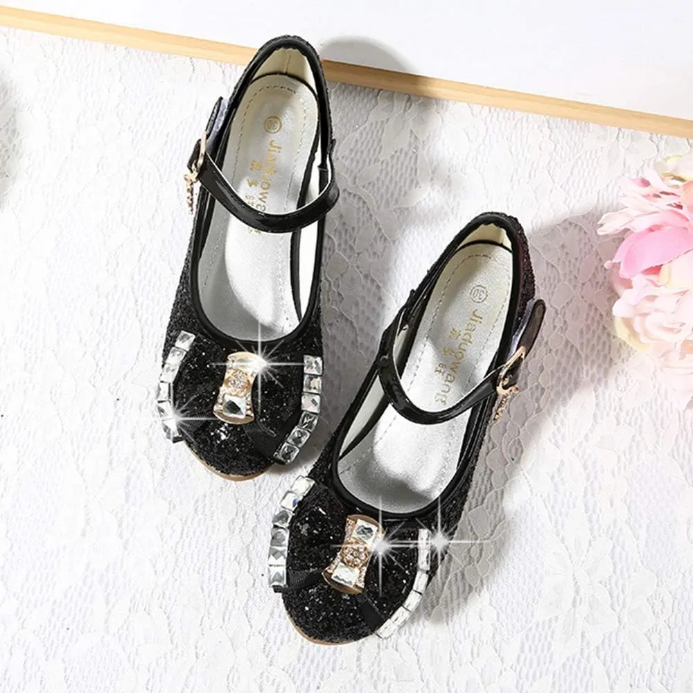 YING LAN Girl's Princess Cosplay Performance Shoes Sequins Wedding Party Dress Shoes Low Heeled Mary Jane