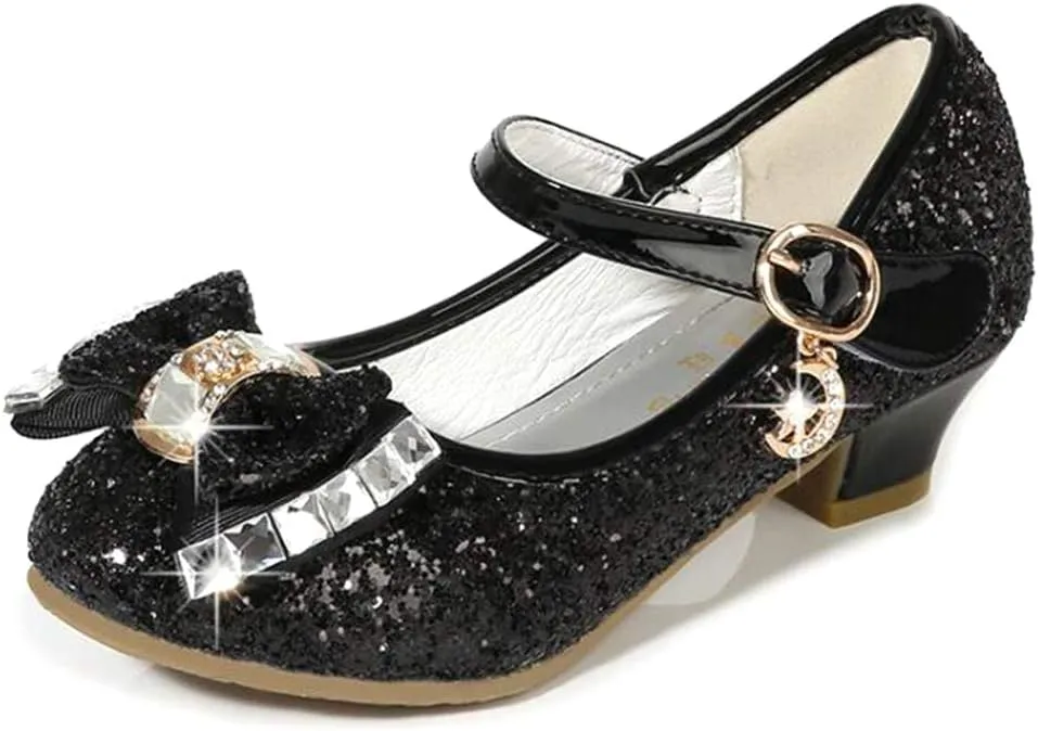 YING LAN Girl's Princess Cosplay Performance Shoes Sequins Wedding Party Dress Shoes Low Heeled Mary Jane
