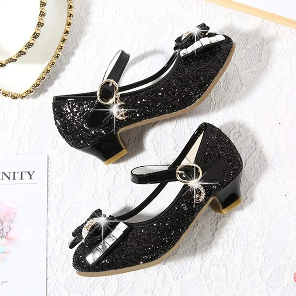 YING LAN Girl's Princess Cosplay Performance Shoes Sequins Wedding Party Dress Shoes Low Heeled Mary Jane