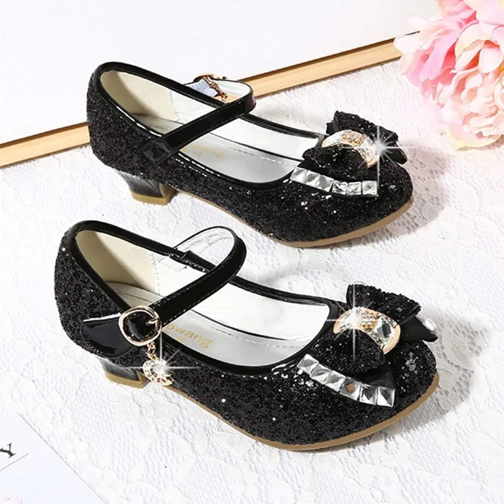 YING LAN Girl's Princess Cosplay Performance Shoes Sequins Wedding Party Dress Shoes Low Heeled Mary Jane