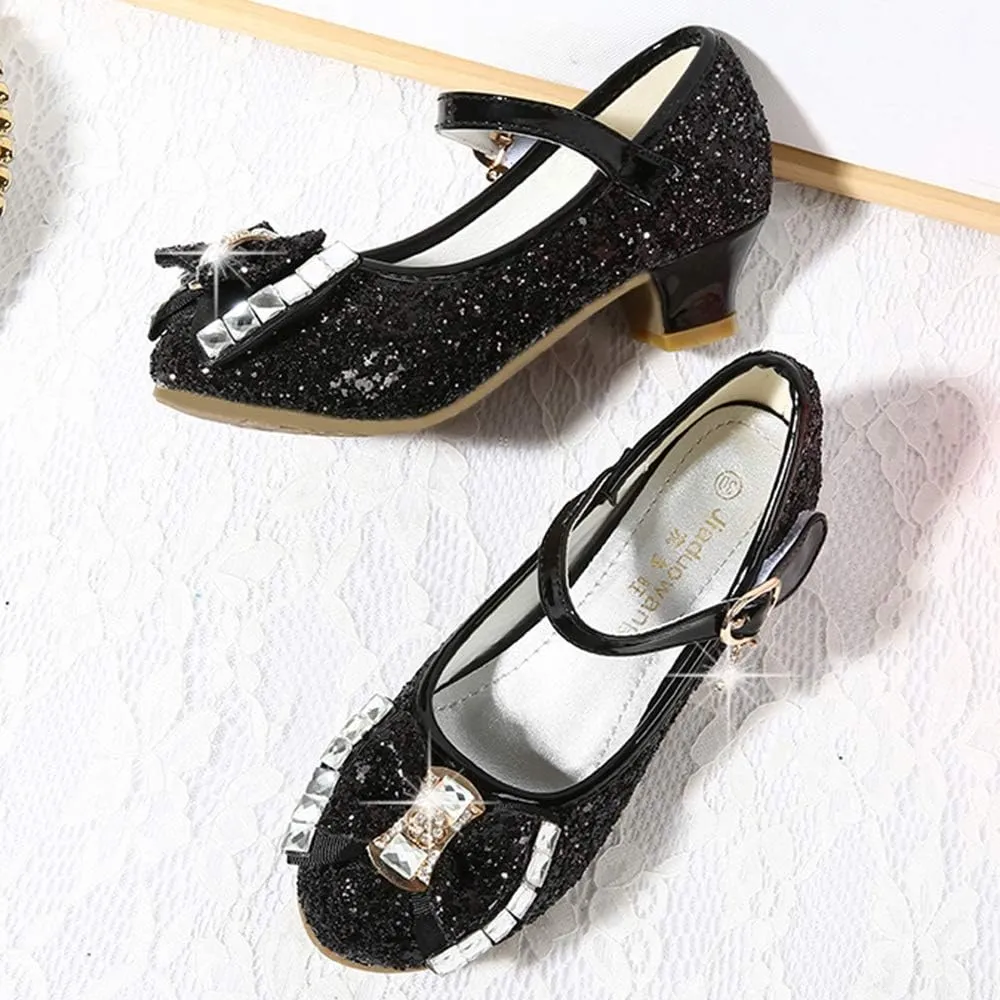 YING LAN Girl's Princess Cosplay Performance Shoes Sequins Wedding Party Dress Shoes Low Heeled Mary Jane