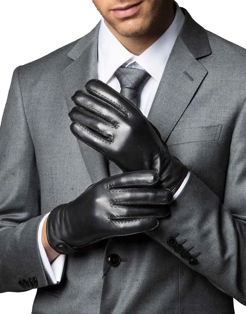 YISEVEN Men's Lambskin Leather Gloves