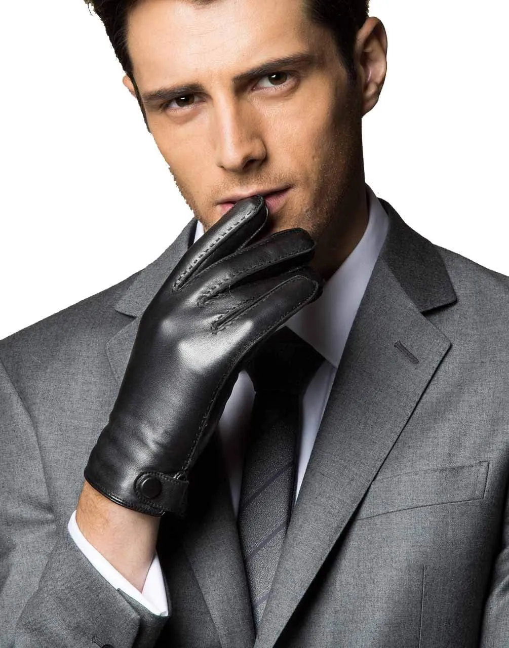 YISEVEN Men's Lambskin Leather Gloves