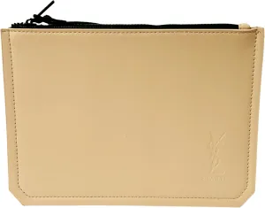 Yves Saint Laurent YSL Cosmetic Cream FLAT Leather Pouch Makeup Bag YSL Fragrance Bag (8.25L X 6.25H X 0.25W) - SMALL
