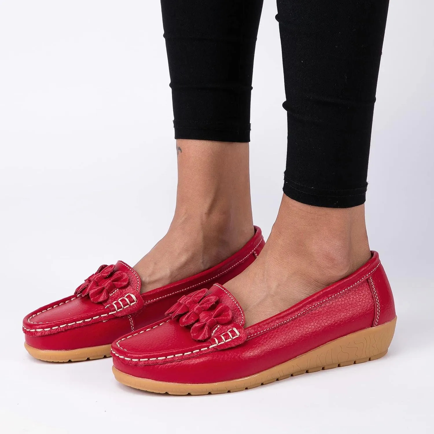 ZBYY Women's Casual Loafers Slip On Driving Loafers Comfortable Leather Outdoor Walking Flat Shoes Flat Boat Shoes
