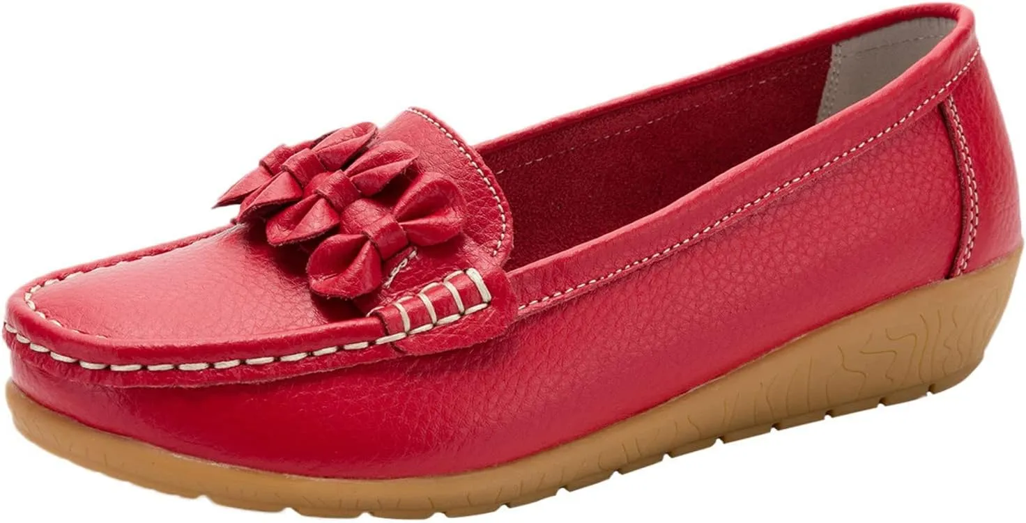 ZBYY Women's Casual Loafers Slip On Driving Loafers Comfortable Leather Outdoor Walking Flat Shoes Flat Boat Shoes